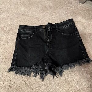 Altar’d State Black Frayed Denim Women Shorts